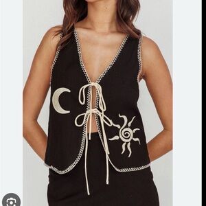 Aemi + Co Embroidered Tied Front Vest